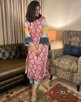 Pink Mehzabeen Print Velevt Kurta Set