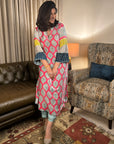 Pink Mehzabeen Print Velevt Kurta Set