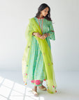 Dupahar Sea Green Pintuck Kurta Set