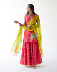 Dupahar Magenta Big Flower Gharara Set