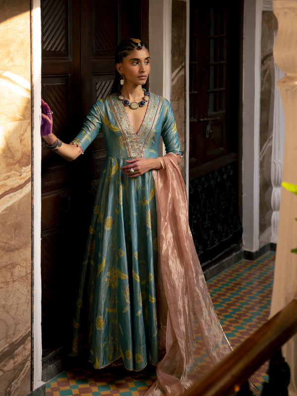 Fariba Moonlight Printed Tissue Anarkali Set