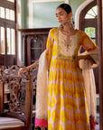 Fariba Lime Yellow Ivory Yoke Kurta Set