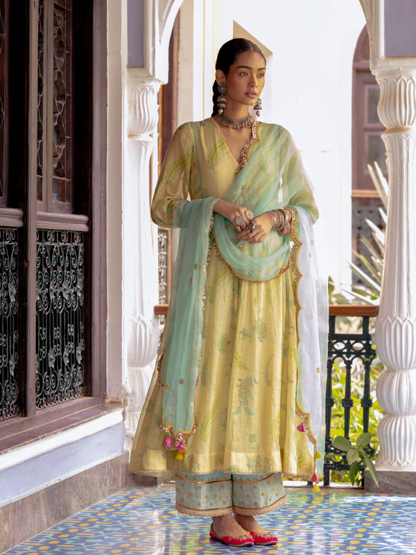 Fariba Ivory Printed Back Yoke Kurta Set