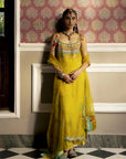 Fariba Lime Yellow Oganza Kurta Set