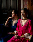 Fariba Hot Pink Bell Sleeve Velvet Kurta Set