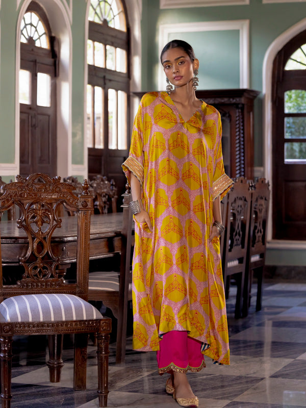 Fariba Yellow Kaftan Kurta Set
