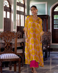 Fariba Yellow Kaftan Kurta Set