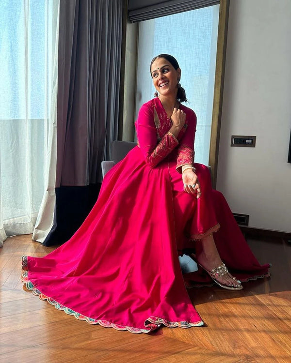 Genelia D'Souza Nadira Magenta  Anarkali Set