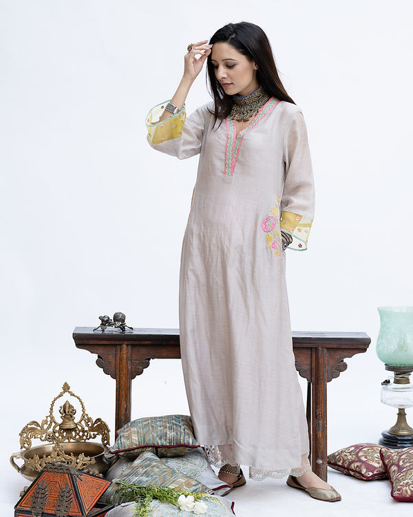 Gulnaaz Grey A-Line Pocket Kurta Set