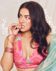 Wamiqa Gabbi Ice Blue Floral Organza Lehenga Set