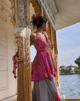 Gul Pink Peplum Sharara Set