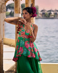 Gul Green Peplum Sharara Set