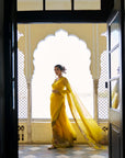 Gul Yellow Floral Organza Sari