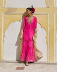 Gul Hot Pink Silk Sharara Set