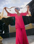 Gul Hot Pink Silk Sharara Set