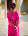 Gul Hot Pink Silk Sharara Set