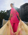 Gul Hot Pink Silk Sharara Set