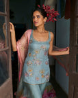 Gul Ice Blue Sequin Kurta Sharara Set