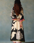 Gul Black And Ivory Flower Kaftan Kurta Set