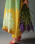 Gul Lime Yellow Flower Kaftan Kurta Set