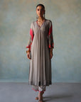 Gul Grey Front Puckering Tassel Sleeve Kurta Set