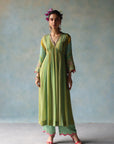 Gul Sage Green Front Puckering Tassel Sleeve Kurta Set