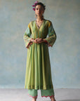 Gul Sage Green Front Puckering Tassel Sleeve Kurta Set