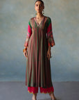 Gul Green - Hot Pink Front Puckering Tassel Sleeve Kurta Set