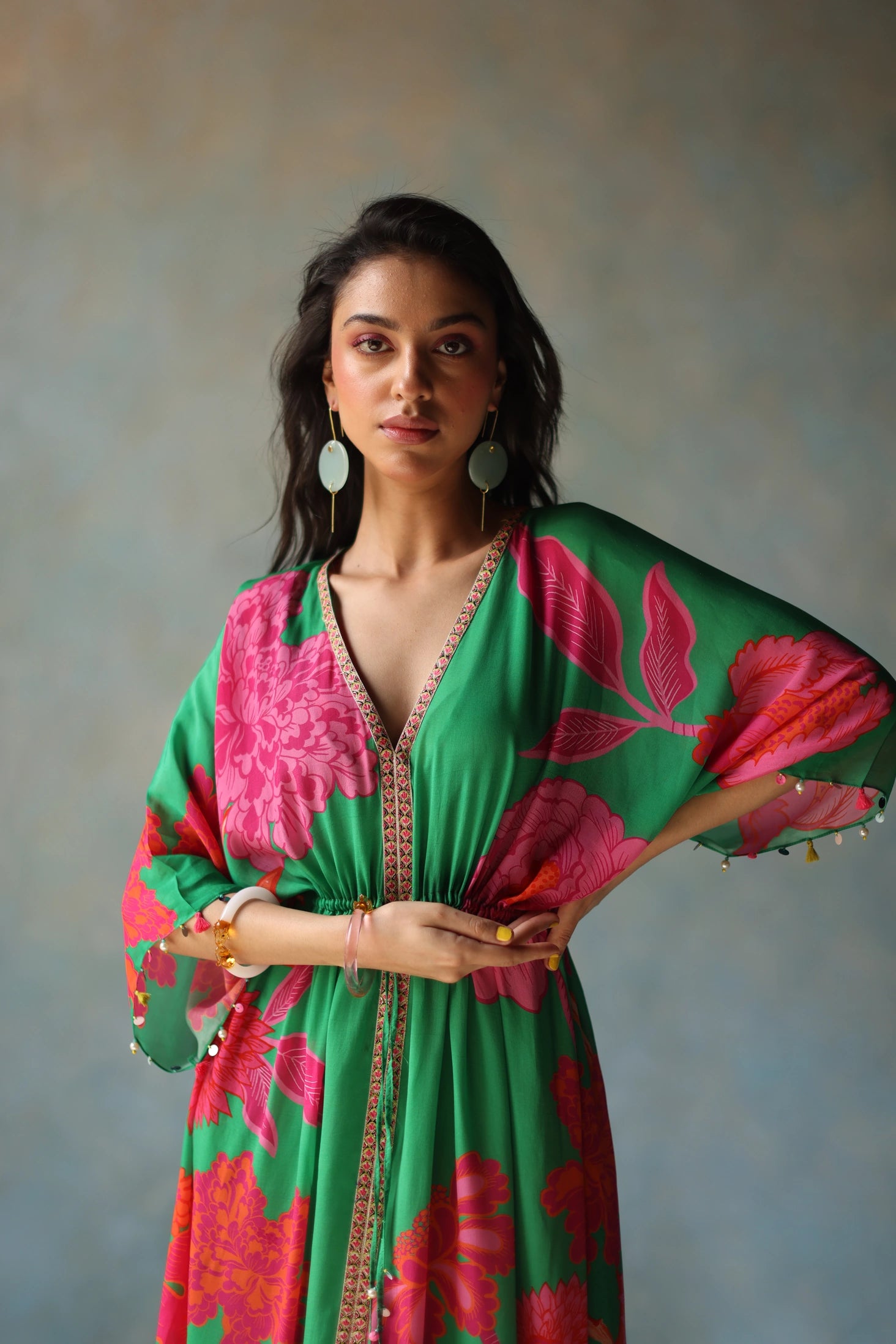 Gul Green Kaftan Dress