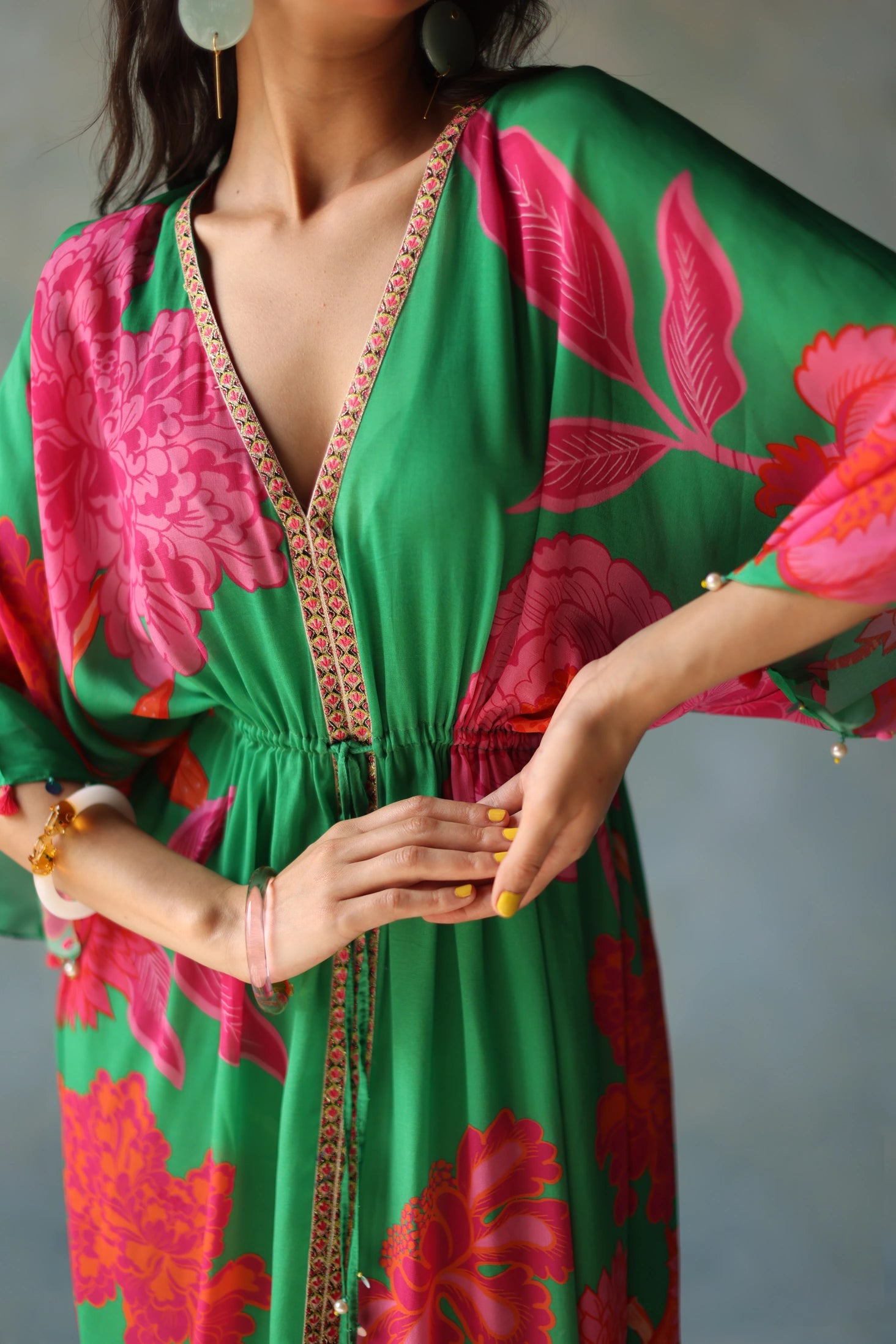 Gul Green Kaftan Dress