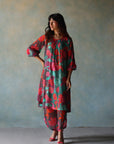 Gul Teal Printed Puckering Kurta Set