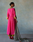 Gul Hot Pink Bell Sleeve Crepe Kurta Set