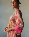 Gul Pastel Pink Yoke Check Sleeve Kurta Set