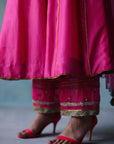 Gul Hot Pink Side Kali Silk Kurta Set