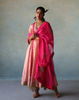 Gul Pastel Pink Side Kali Silk Kurta Set