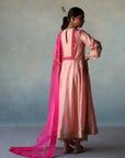 Gul Pastel Pink Side Kali Silk Kurta Set