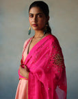 Gul Pastel Pink Side Kali Silk Kurta Set