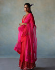  Gul Red- Hot Pink Silk Sharara Set  