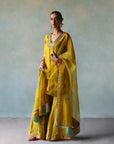 Gul Lime Yellow Silk Sharara Set