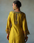 Gul Lime Yellow Silk Sharara Set