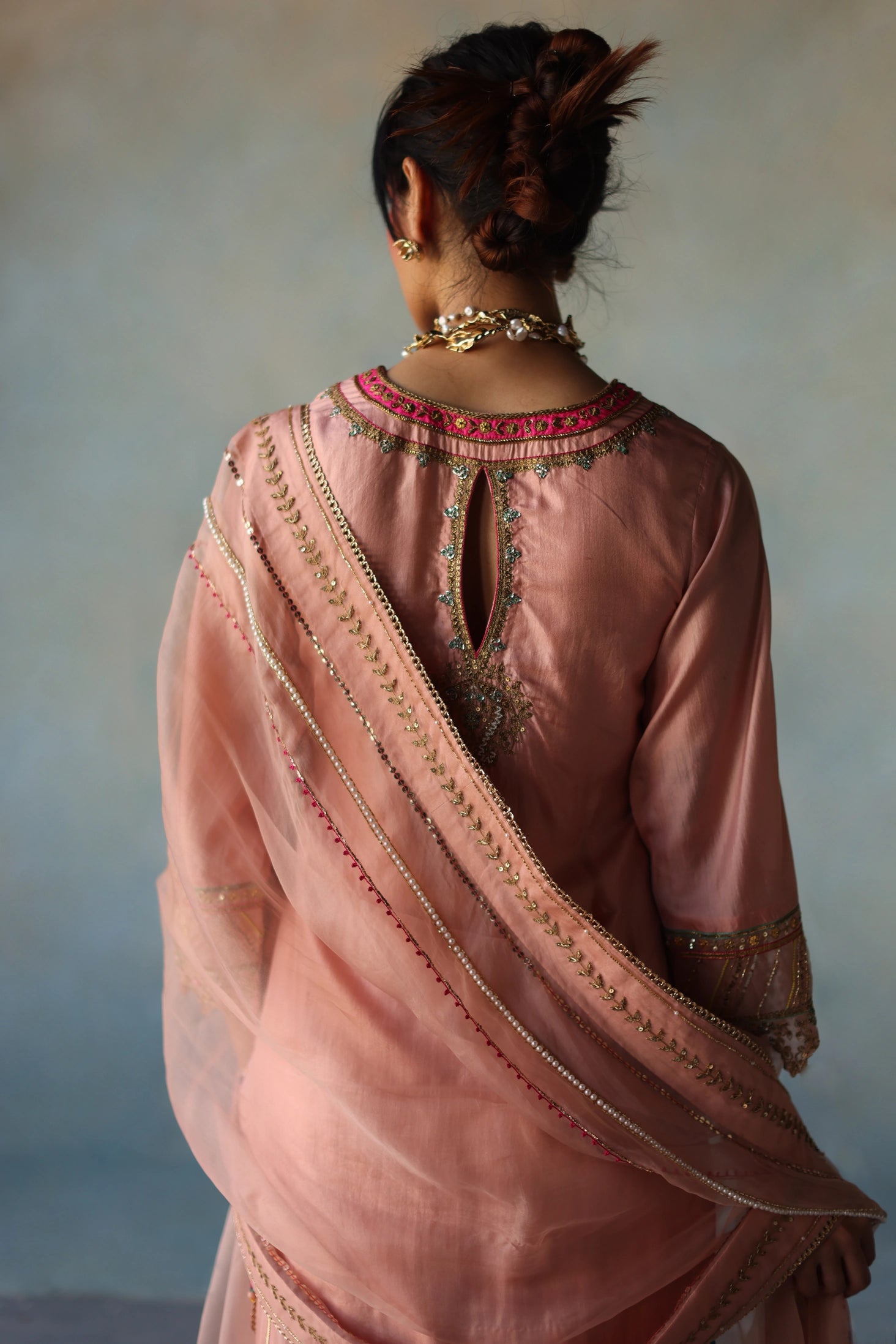 Gul Pastel Pink Silk Sharara Set