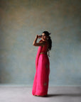 Gul Hot Pink Sequin Flower Sari