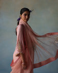 Gul Pastel Pink Sequin Flower Sari