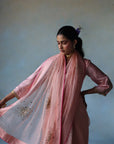 Gul Pastel Pink Sequin Flower Sari