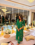 Jasmin Bhasin Retro Raani Emerald Green Jaal Kurta Set