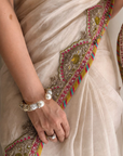 Nisha Aggarwal Ivory Tissue Saree