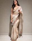 Nisha Aggarwal Ivory Tissue Saree