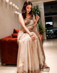 Nisha Aggarwal Ivory Tissue Saree