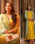 Fariba Lime Yellow Printed Kajal Aggarwal Back Yoke Kurta Set