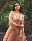 Pastel Pink Jaal Kreethy Suresh Organza Kurta Set